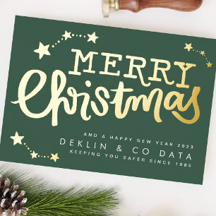 Premium Green Gold Stars Merry Christmas Business