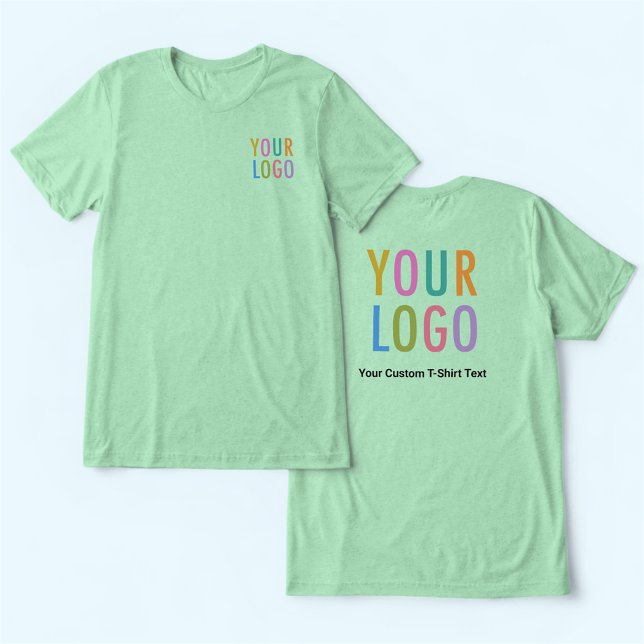Premium Green T-Shirt Custom Company Logo Unisex Tri-Blend Shirt (MISOOK Unisex Light Green T-Shirt with Logo on Chest and Back)