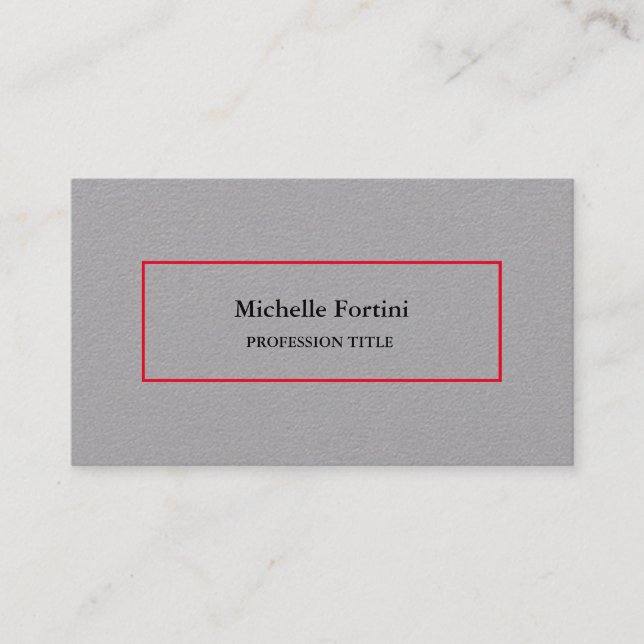 Premium Grey Elegant Plain Minimalist  Business Card (Front)