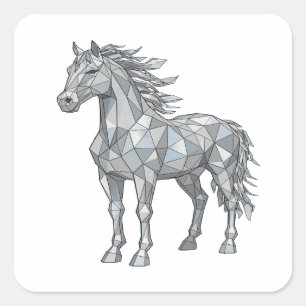 Premium Grey LOW POLY HORSE Sticker Design