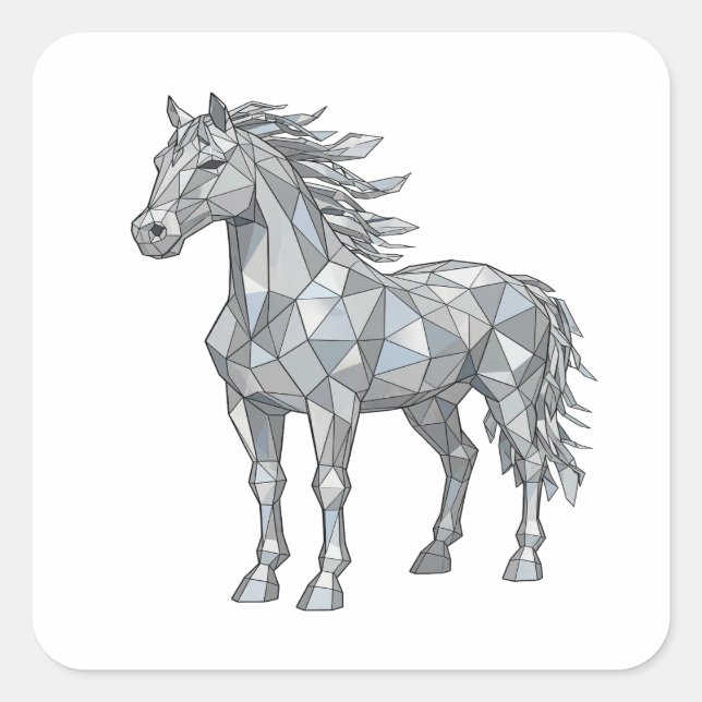 Premium Grey LOW POLY HORSE Sticker Design (Front)