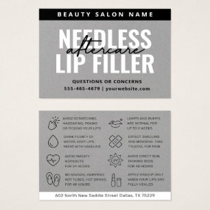 Premium Grey Needles Lips Filler Aftercare Card