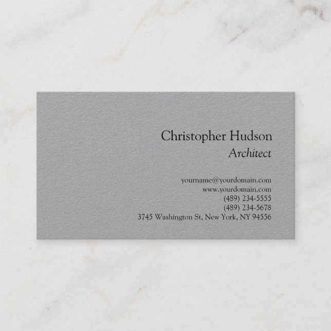 Premium Grey Simple Plain Architect Business Card (Front)