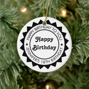 Premium Happy Birthday Stylish Design Ceramic Tree Decoration