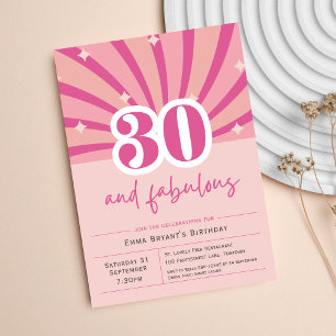 Premium Invitation, 30 and Fabulous Retro Pink Invitation