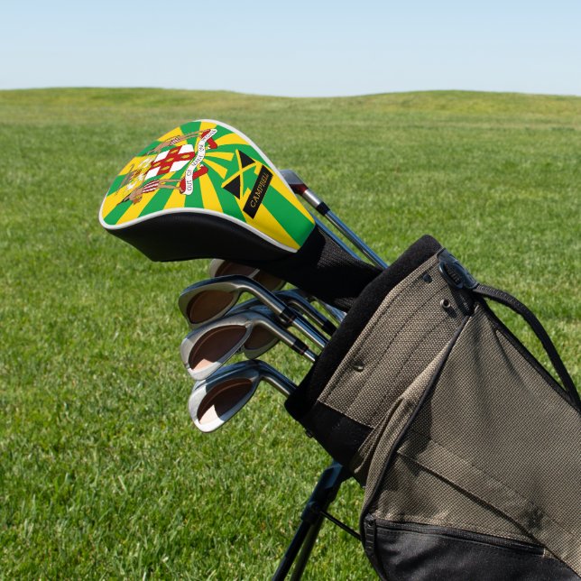 Premium Jamaica Golf & Jamaican Flag / Patriots Head Cover (In Situ)