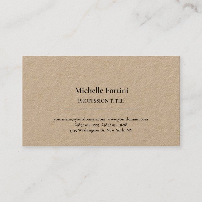 Premium Kraft Elegant Plain Simple Minimalist Business Card (Front)