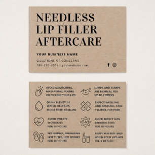Premium Kraft Needles Lips Filler Aftercare Card