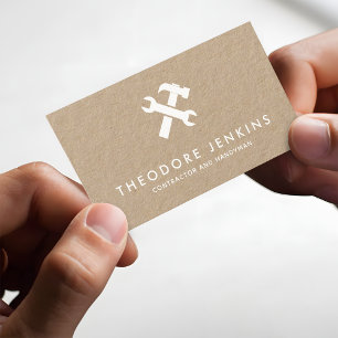 Premium Kraft Paper Handyman Carpenter Service Business Card