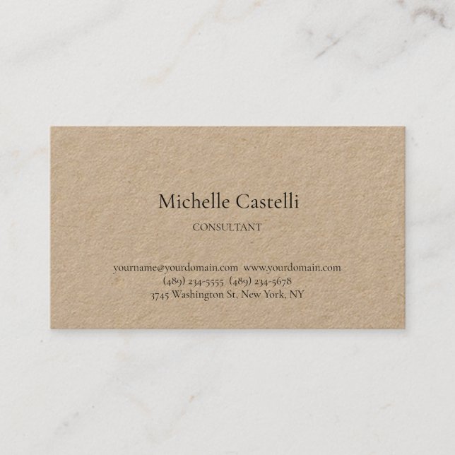 Premium Kraft Professional Unique Classical Simple Business Card (Front)