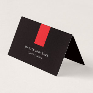 Premium Linen Elegant Plain Black Minimalist Business Card