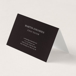 Premium Linen Elegant Plain Black Minimalist Business Card