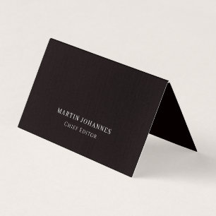 Premium Linen Elegant Plain Black Minimalist Business Card
