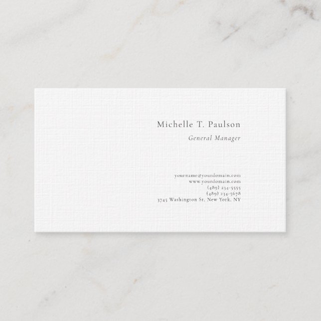 Premium Linen Minimalist Modern Business Card (Front)