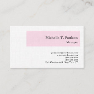 Premium Linen Minimalist Modern Pink White Business Card