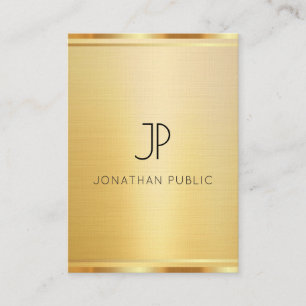 Premium Linen Modern Luxury Gold Look Vertical Business Card
