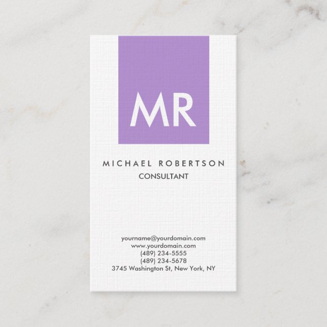Premium Linen Monogram Elegant Unique Business Card (Front)