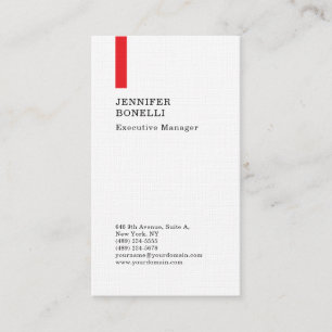 Premium linen plain minimalist modern red white business card