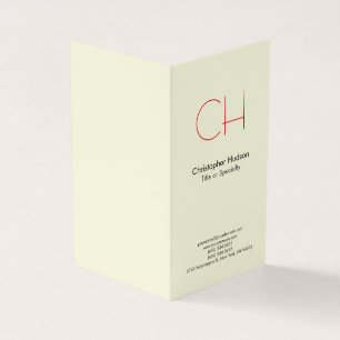 Premium Linen Red Trendy Modern Monogram Business Card