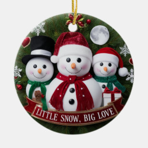 Premium Luxury Snowman Family Christmas Wreath Ceramic Tree Decoration