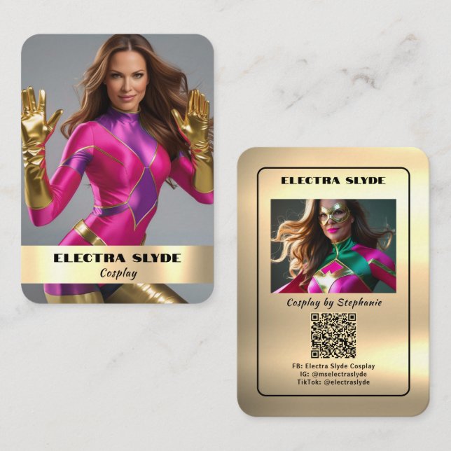 Premium Metal Effect Cosplay Coscard | QR Code Business Card (Front/Back)
