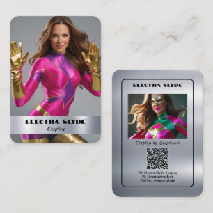 Premium Metal Effect Cosplay Coscard QR Code Business Card