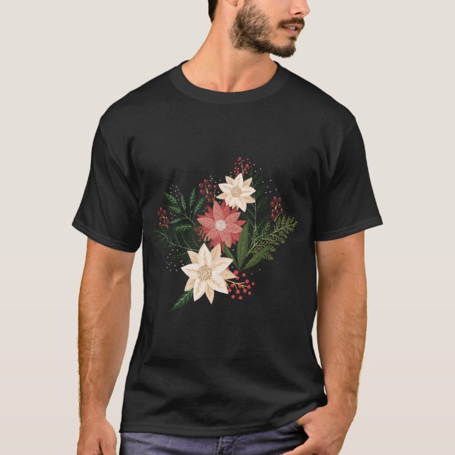 premium modern botanical christmas holiday T-Shirt (Front)