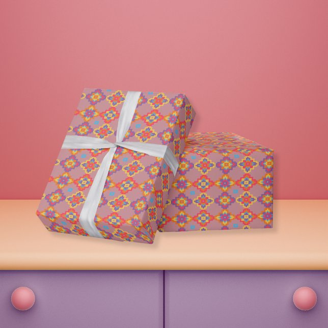 Premium Native American Geometric Floral Pattern Wrapping Paper (Creator Uploaded)