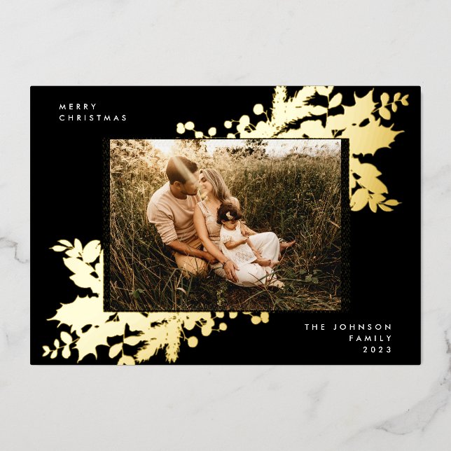 Premium Onyx Christmas Gold Botanical Photo Frame (Front)