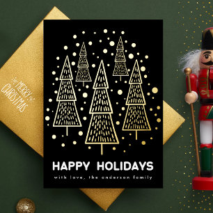 Premium Onyx Gold Merry Christmas Pine Tree Happy