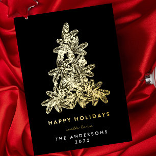 Premium Onyx Gold Merry Christmas Pine Tree Happy