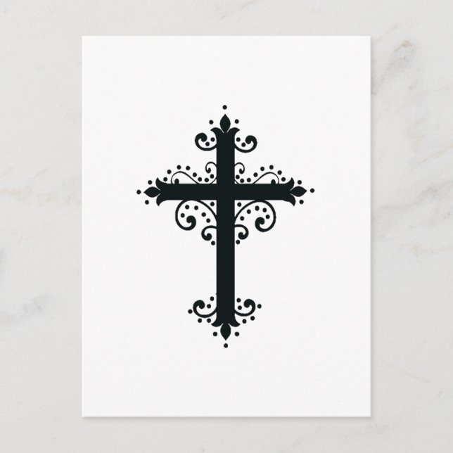 Premium Ornamental Carved Cross Art Postcard (Front)