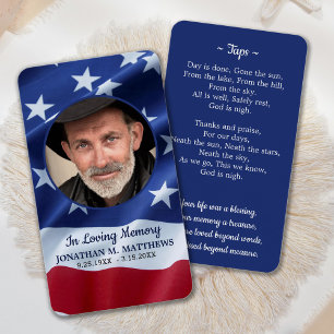 Premium Patriotic Flag Photo Funeral Prayer Card