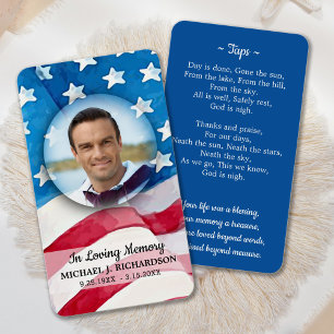 Premium Patriotic Memorial Funeral Prayer Card