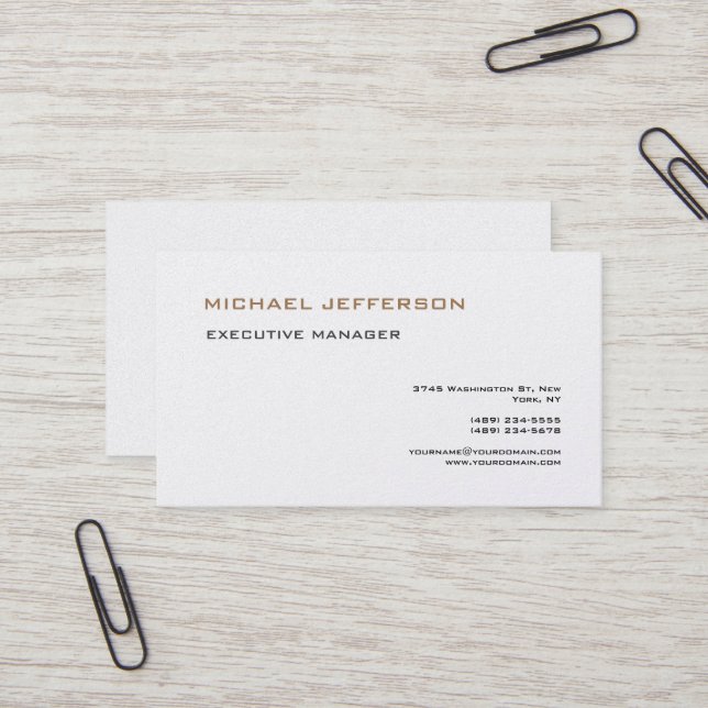 Premium Pearl Modern Elegant Simple Minimalist Business Card (Front/Back In Situ)