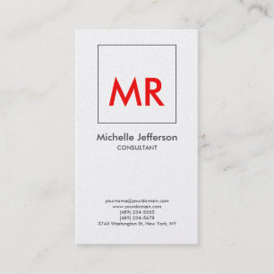 Premium Pearl Red White Elegant Unique Monogram Business Card