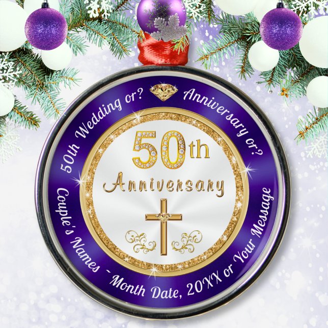 Premium, Personalised 50th Anniversary Ornaments (Personalized 50th Anniversary Ornaments. 50th anniversary Christmas ornaments. Golden Anniversary!)