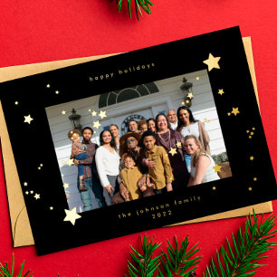 Premium Pressed Gold Stars Onyx Black Photo Happy