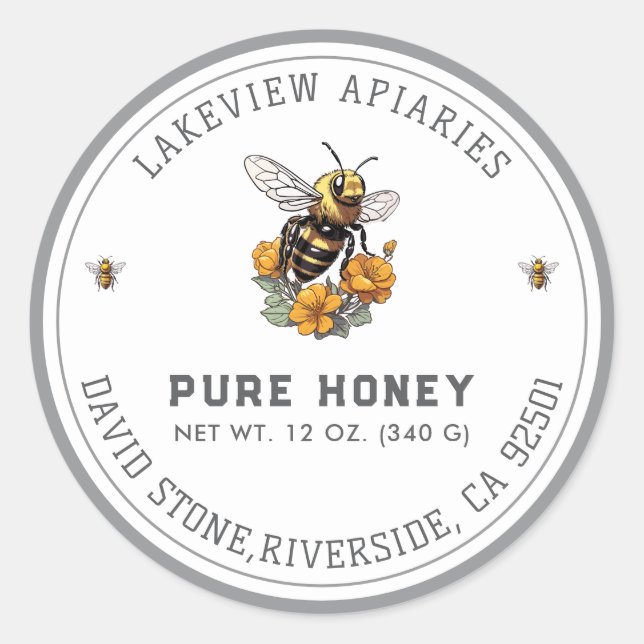 Premium Pure Honey Jar Labels | Tailored Custom (Front)