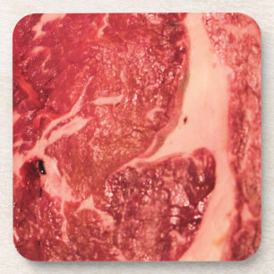 Premium Raw Red Meat Marbled Steak Macro Photo Coaster