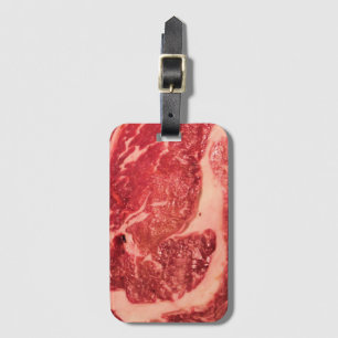 Premium Raw Red Meat   Marbled Steak Macro Photo Luggage Tag