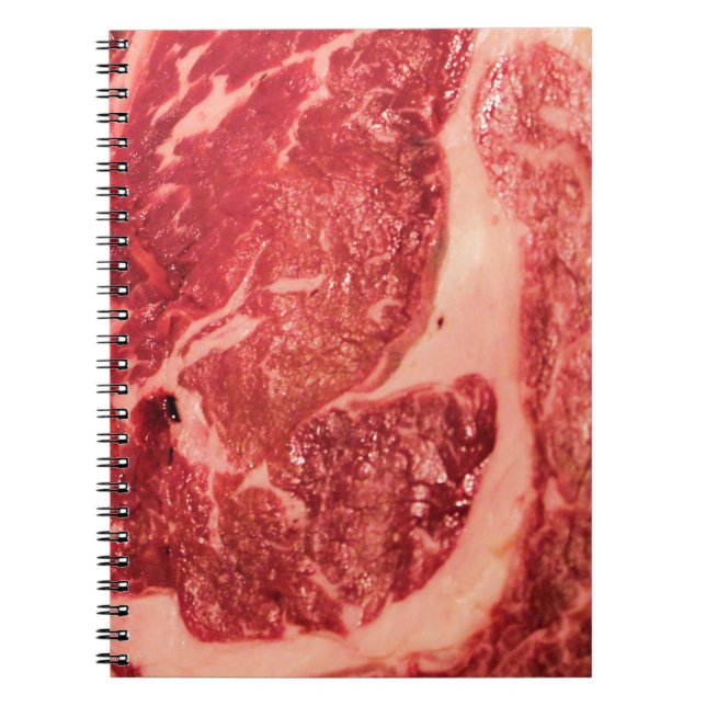 Premium Raw Red Meat | Marbled Steak Macro Photo Spiral Notebook (Front)