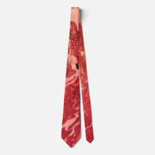 Premium Raw Red Meat Marbled Steak Macro Photo Tie