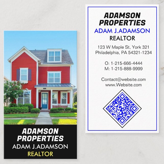 Premium Real Estate Agent (QR Code Photo) Realtor Business Card (Real Estate (QR Code) Home Broker)