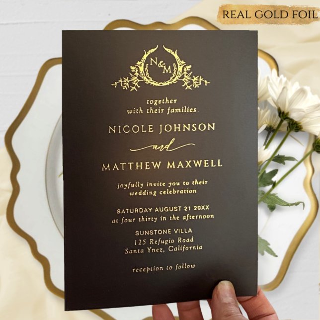 Premium Real Gold Elegant Monogram Black Wedding (Creator Uploaded)