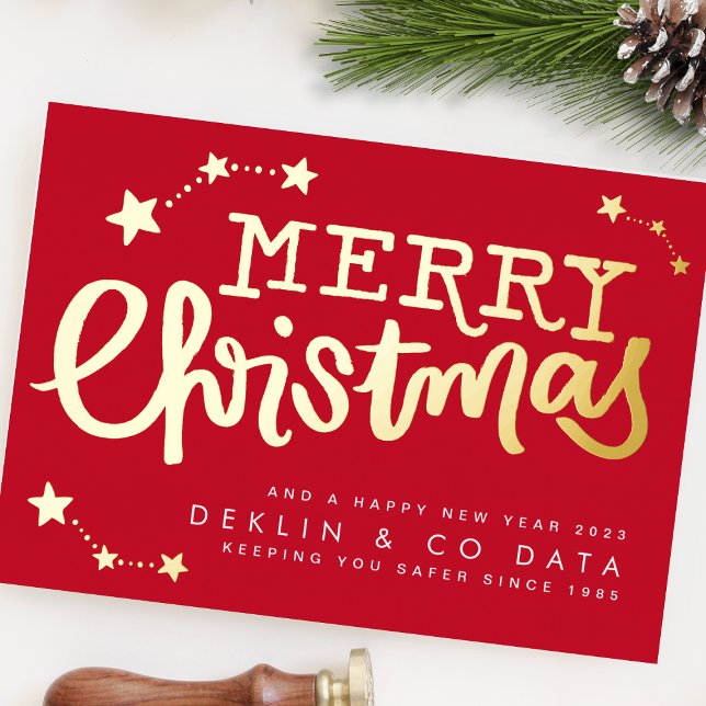 Premium Red Gold Stars Merry Christmas Business (Creator Uploaded)