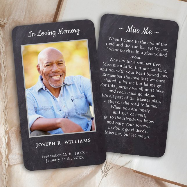 Premium Rustic Photo Funeral Memorial Prayer Card (Creator Uploaded)