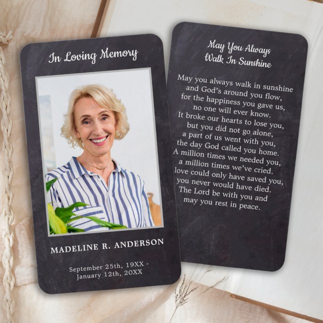 Premium Rustic Photo Sympathy Memorial Prayer Card (Creator Uploaded)