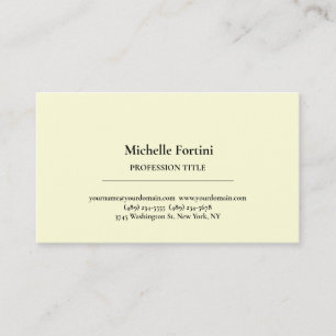 Premium Silk Elegant Plain Light Yellow Minimalist Business Card