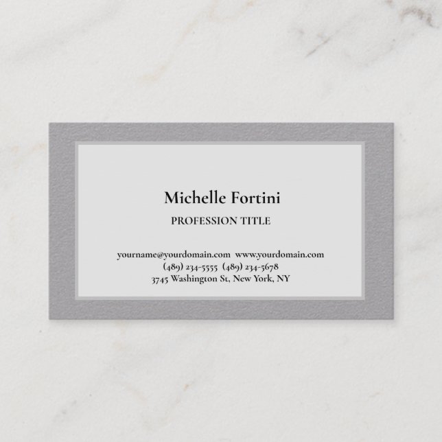 Premium Silk Elegant Plain Simple Minimalist Grey Business Card (Front)